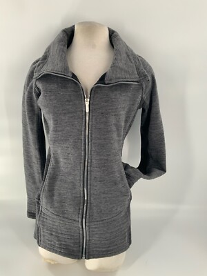 Lululemon Yoga Jacket Sz 6 Gray Cotton Poly Full Zip Thumb Hole