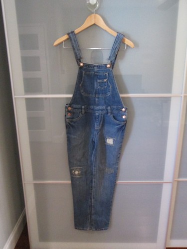 JORDACHE GIRL'S JUNIOR BIB BLUE JEAN OVERALLS SZ LARGE (10-12)