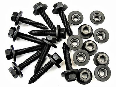 20 pcs Ford Body Bolts /& Barbed Nuts 8mm Hex 10ea #381 M6-1.0 x 28mm Long
