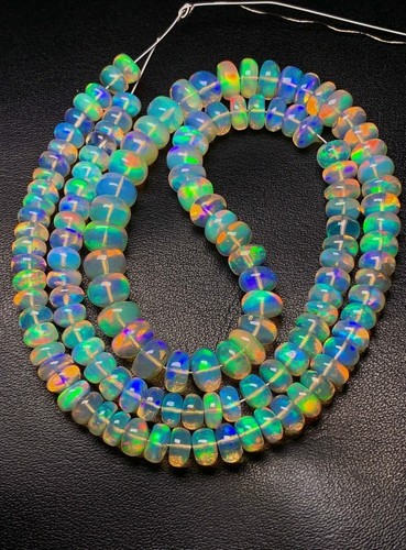 Top Grade!! Quality Natural Ethiopian Opal Gemstone,Smooth Roundel Beads 6-8 MM - Picture 18 of 18