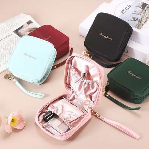 Mini Makeup Bag for Purse, Cute Preppy Zipper Travel Cosmetic Bags, Green - Imagen 6 de 7