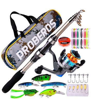 casting rod kids fishing poles Kids Fishing Pole - Portable Telescopic Fishing Rod and Reel Combo Kit -  Spin