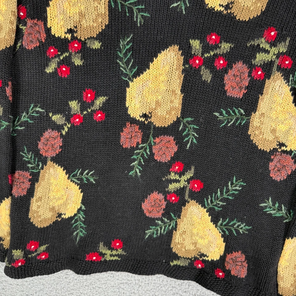 Vintage Christmas Hand Knit Sweater Women's Medium Pear Holy Print Talbots - Image 3 of 4