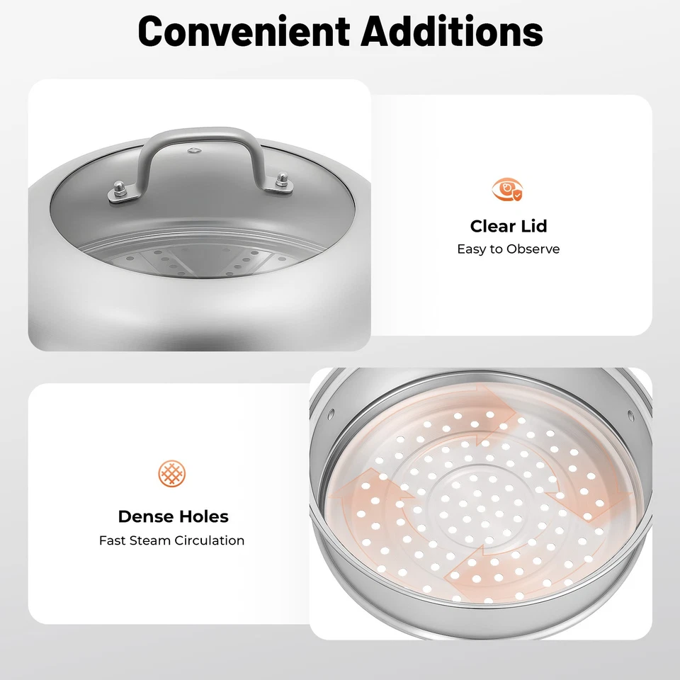 Large Capacity Steamer Cooker Pot Kitchen Cookware 5-Tier 304 Stainless Steel - Image 3 of 4