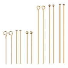 144Pcs 3 Style 18K Épingles à Tête Sphérique en Laiton Plaqué Or et Tête Plat...