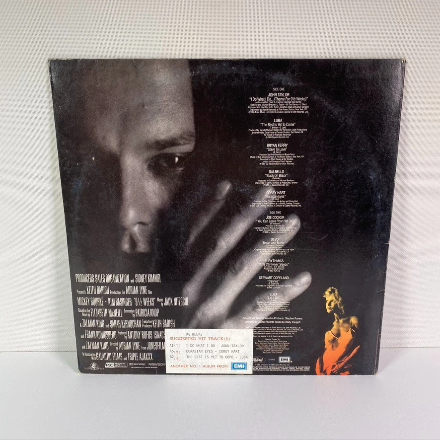 9 1/2 Weeks Original Movie Soundtrack 1986 Capitol Records EMI Promo Vinyl LP - Image 3 of 4