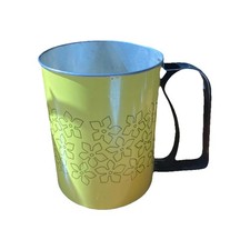 Vtg Androck Flour Sifter Floral Tin Yellow and Green Mid Century Modern USA