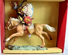 Herald Zang H520 Mounted Indian Chief with Spear Boxed 1956 Tan Horse Boxed