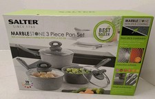 Salter Saucepan Set 3 Piece Marble Effect Non Stick Coating 