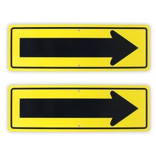 2 Pack 18" x 6" Reflective Yellow Aluminum Arrow Signs Indoor Outdoor