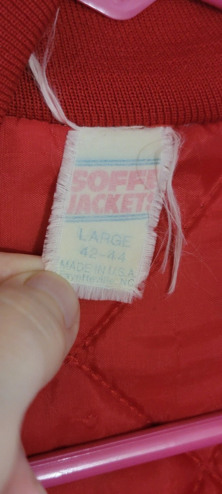 Vintage US Marines Jacket Mens Large Red Soffe Satin Varsity Bomber Made USA 80s - product detail image 4
