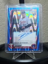 2025 Topps Chrome Update Rookie Debut Autograph Zebby Matthews Blue Raywave /150