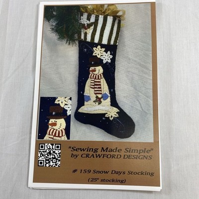 Snow Day Stocking 25'' Snowman Stocking Pattern 159 from Crawford Designs 350