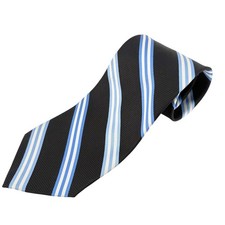 Brooks Brothers Mens Silk Tie Black Blue White Repp Stripe Made in USA England