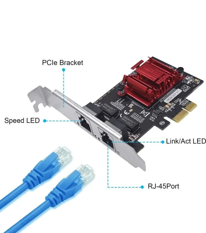 Dual Port Gigabit Ethernet PCI-E x1 Card 2X RJ45 Network Adapter 82575EB.....285 - Image 3 of 4