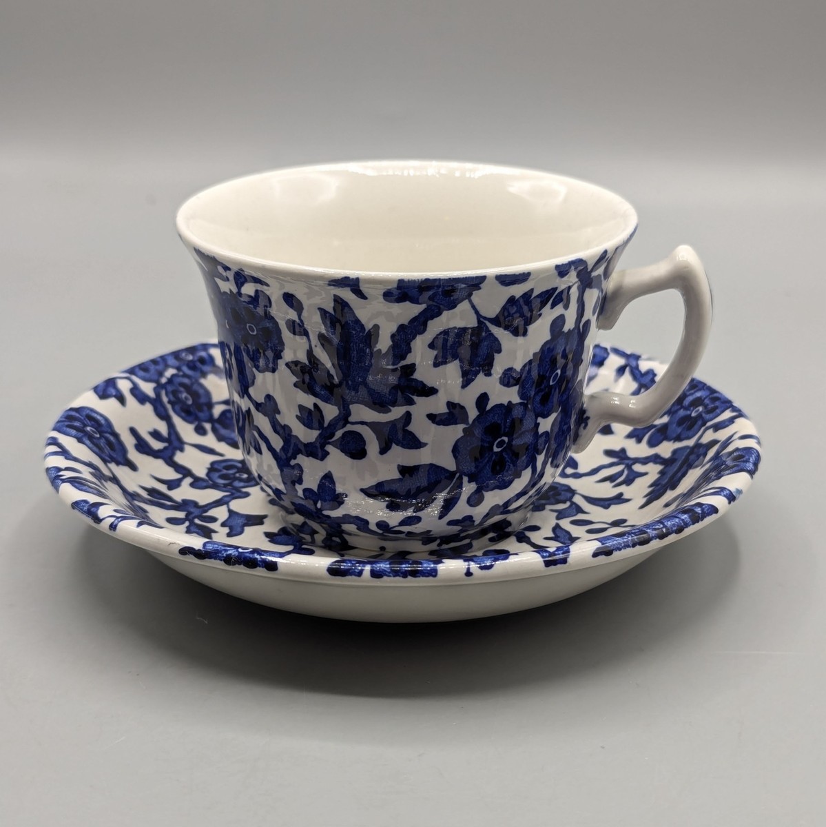 Burleigh Arden Cobalt Blue Floral 7 oz Tea Cup & Saucer