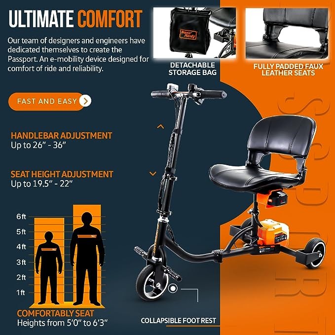 SuperHandy 3 Wheel Mobility Scooter Electric Powered Lightest GUT112 - ORANGE