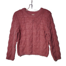 VIGNETTE Sweater 7 Dusty Pink Cable Knit Wool Blend NEW
