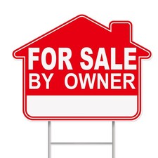 For Sale By Owner Yard Sign, 1-Pack 17"x13" Double-Sided Signs, Corrugated Plast