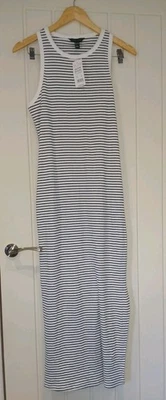 New Look Striped Ribbed Maxi Dress in Black and White uk 16 - Image 1 of 4