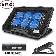Laptop Cooling Pad 6 Quiet Fans Cooler Stand Dual USB Ports for 11-17" Laptop US
