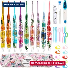Riceshoot 9 Pcs Crochet Hook Set, 2.0mm-6.0mm Ergonomic Crochet Hooks with Long