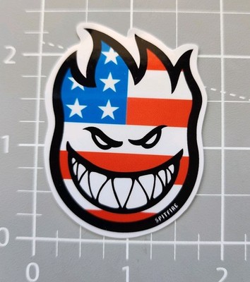 Spitfire  Logo ~ 2''  Vinyl Sticker Decal ~ Skate Board Wheels ~ Bighead USA Flag