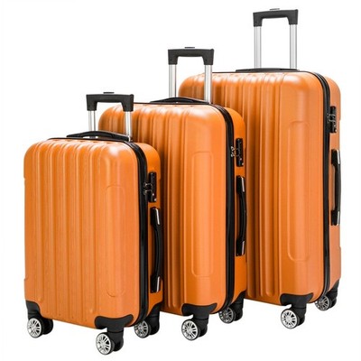  FREE SHIPPING! Set of 3 Suitcases/Luggage Orange with Wheels / Casters!