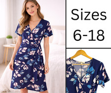 NEW Ex Noni B Blue Floral Wrap Style Dress Size 12