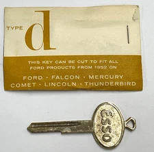 ESSO Key Blank Type d Ford Falcon Mercury Comet Lincoln Thundebird