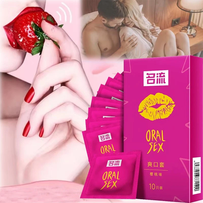 10 peças/1 caixa preservativos para sexo oral sabor cereja látex manga boquete - Imagem 3 de 4