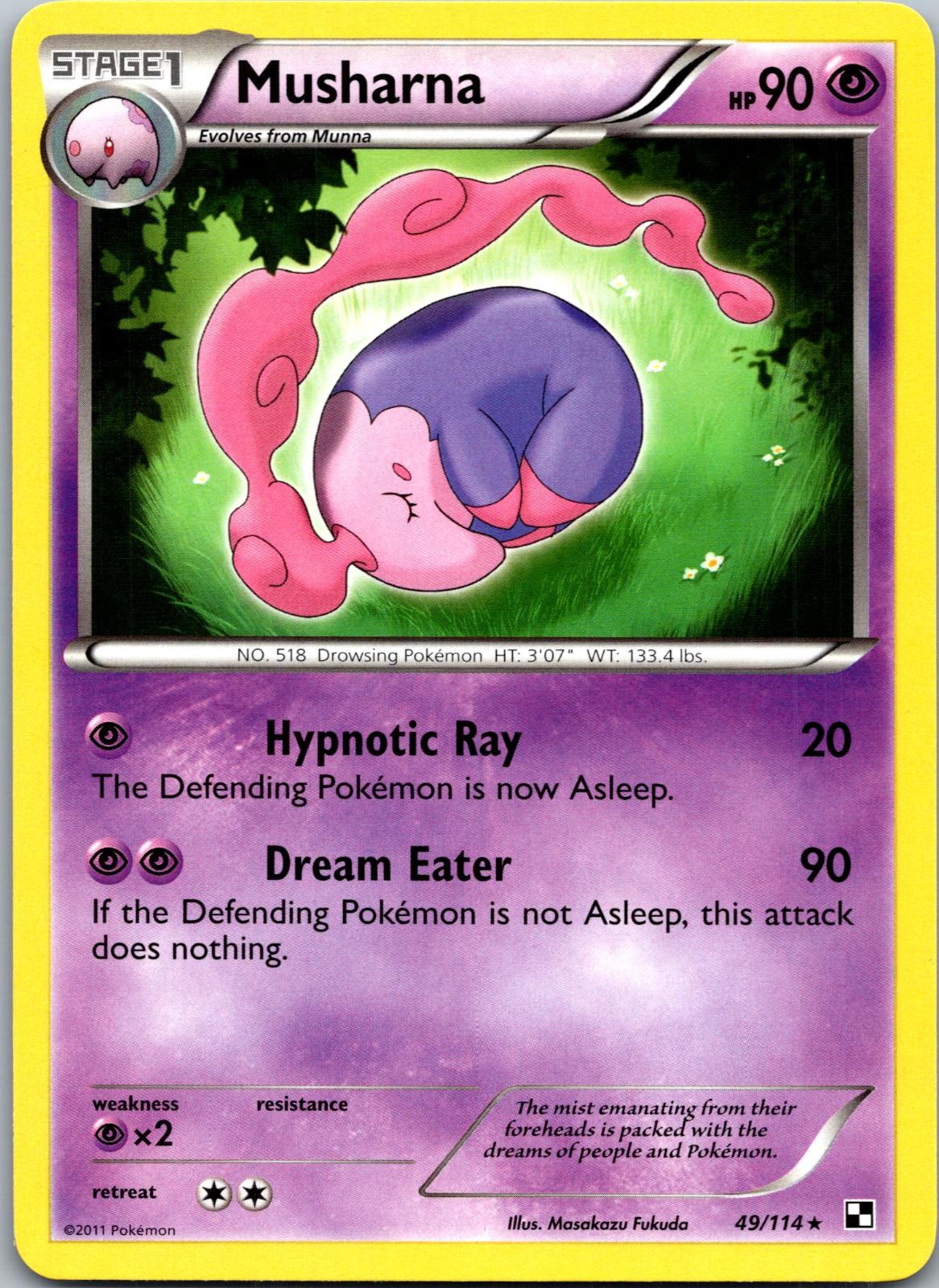 MUSHARNA 49/114 RARE BLACK & WHITE POKEMON NM/M