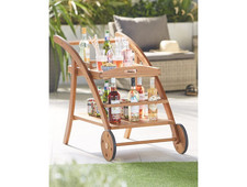Brand New In Box Aldi Wooden Garden Drinks Trolley 710709