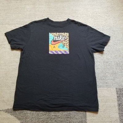 Nike Air Shirt Womens Medium Black Airloom Boyfriend Tee Patchwork Logo