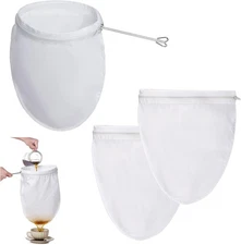 3 Pcs Ultra Fine Mesh Strainer Bags, Cheesecloth with Medium, White 