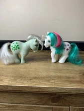 My Little Pony G1 1982 & 1984 Minty Clover & Gusty Maple Leaf Vtg Hong Kong READ