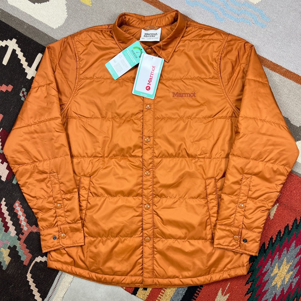 Marmot Rye Snap Button Quilted Insulated Jacket for Men Medium Orange
