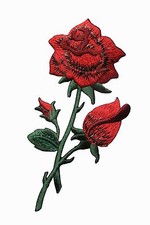  5062 4 5/8"H Red Rose Flower Embroidery Iron On Applique Patch