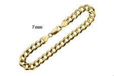 14k Solid Yellow Gold Cuban Link Bracelet 7mm Men's Women Size 9 inch