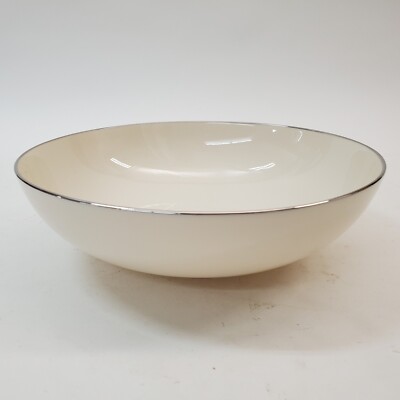 Lenox Olympia Platinum Trim Large Round Vegetable Serving Bowl Ivory/Cream 10''