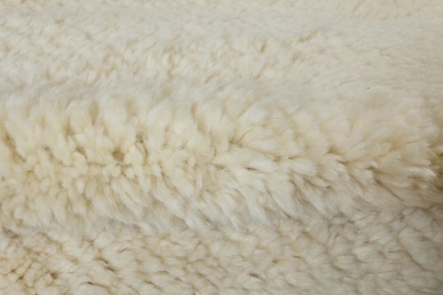 New Plain Beige Hand-Knotted Anatolian Tulu Rug, 100% Natural Un-Dyed Wool - Picture 5 of 6