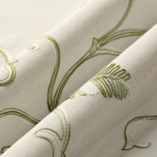 Grass Green Vines Embroidered Rod Pocket Valance Curtains 52x18 Inch - 第 7/13 張圖片