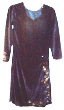 Sz S - NWOT Navy Blue Beaded Dress w/19" Side Slits 