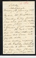 1890 Handwritten Letter Isabella R. Milne Collie Estate Locksley Scotland Signed