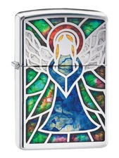 Zippo Windproof Fusion Angel Lighter Stained Glass Angel 28967 New In Box
