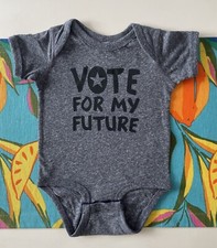 Vote For My Future Kid's Heather Navy Gray Size 12M Short Sleeve One-Piece
