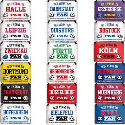 Schild Blechschild Hängeschild mit Kordel 18x12cm Fussball Fanartikel Verein