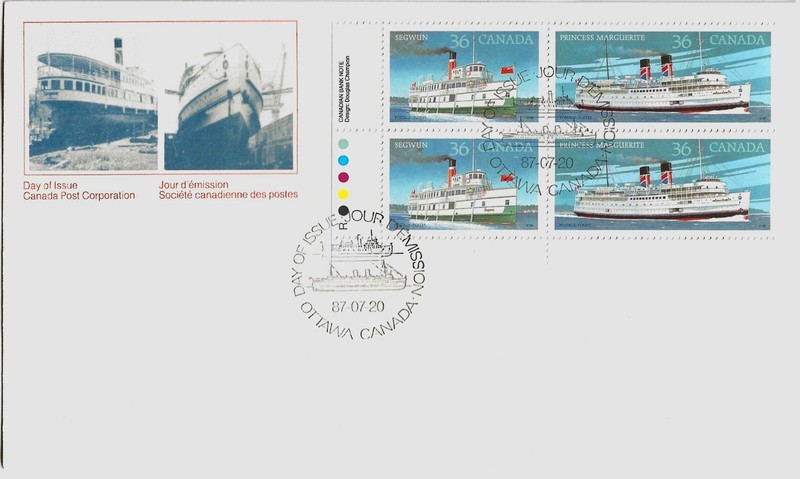 1987 Canada Post Corporation First Day Issue Canadian postal vessels