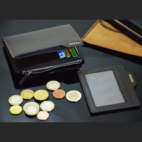 Premium Herren Geldbörse Echtleder 2-teilig Brieftasche echtes Leder Braun Neu - Bild 7 von 8