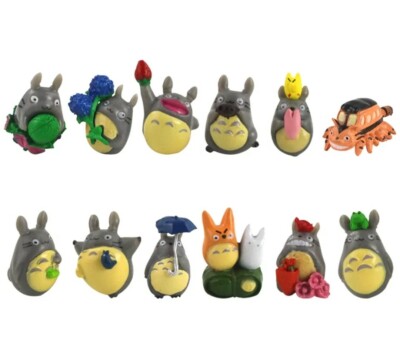 12 Piece Figures Lot Anime Manga My Neighbor Totoro Cat Bus and Co 